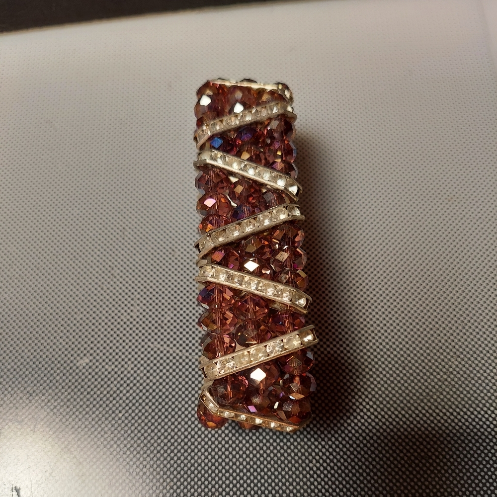 Sparkling gold purple rhinestones bracelet dazzling stretch silver purple gold